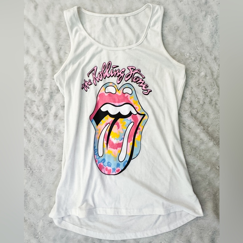 THE ROLLING STONES Tie Dye Graphic Tank Top